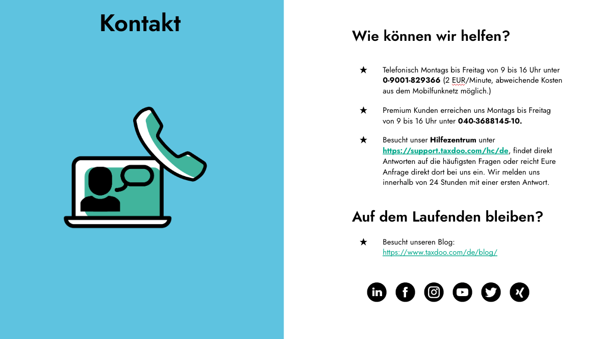 Wie kontaktiere ich den Taxdoo Kundenservice? Taxdoo's Hilfezentrum